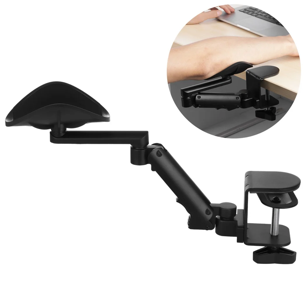 Adjustable Desk Armrest Ergonomic Elbow Rest Holder Clamp-on Arm Support Computer Table Elbow Support Table Extension Platform