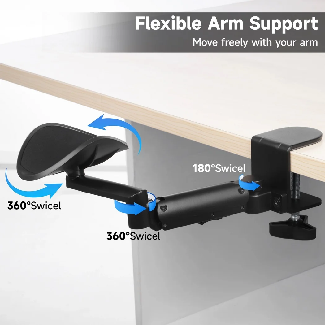Adjustable Desk Armrest Ergonomic Elbow Rest Holder Clamp-on Arm Support Computer Table Elbow Support Table Extension Platform