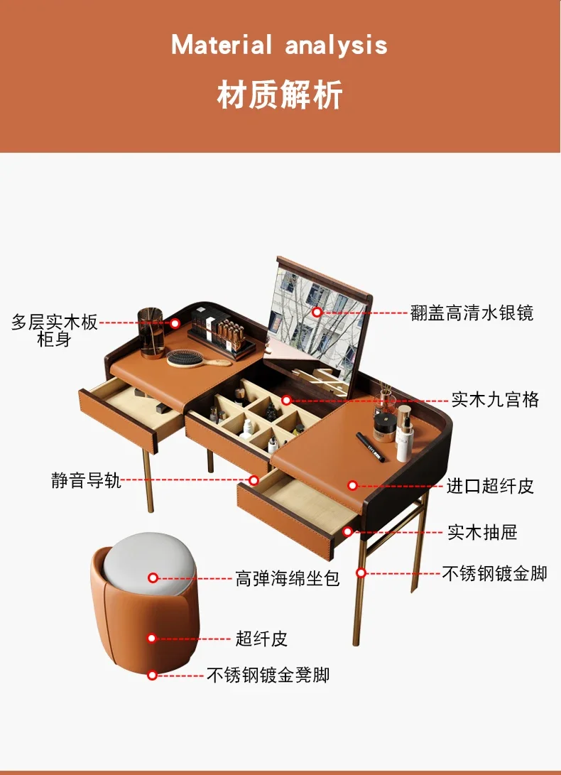 Living Room Vanity Table Nail Makeup Drawers Bedroom Storage Luxury Dressing Table European Mesa De Maquillaje Trendy Furniture