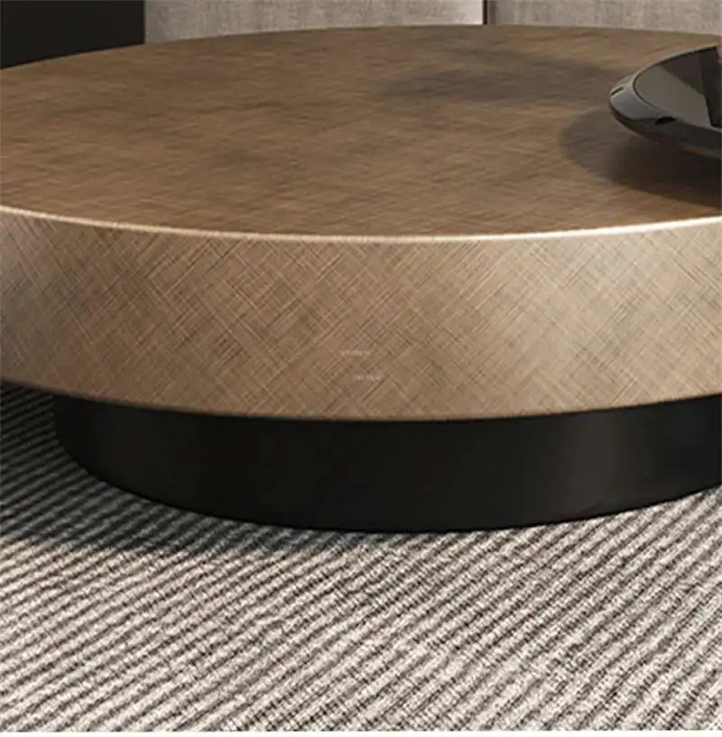 Designer Stainless Steel Coffee Tables European Luxury Round Tea Table Living Room Furniture Italian Tempered Glass Side Table