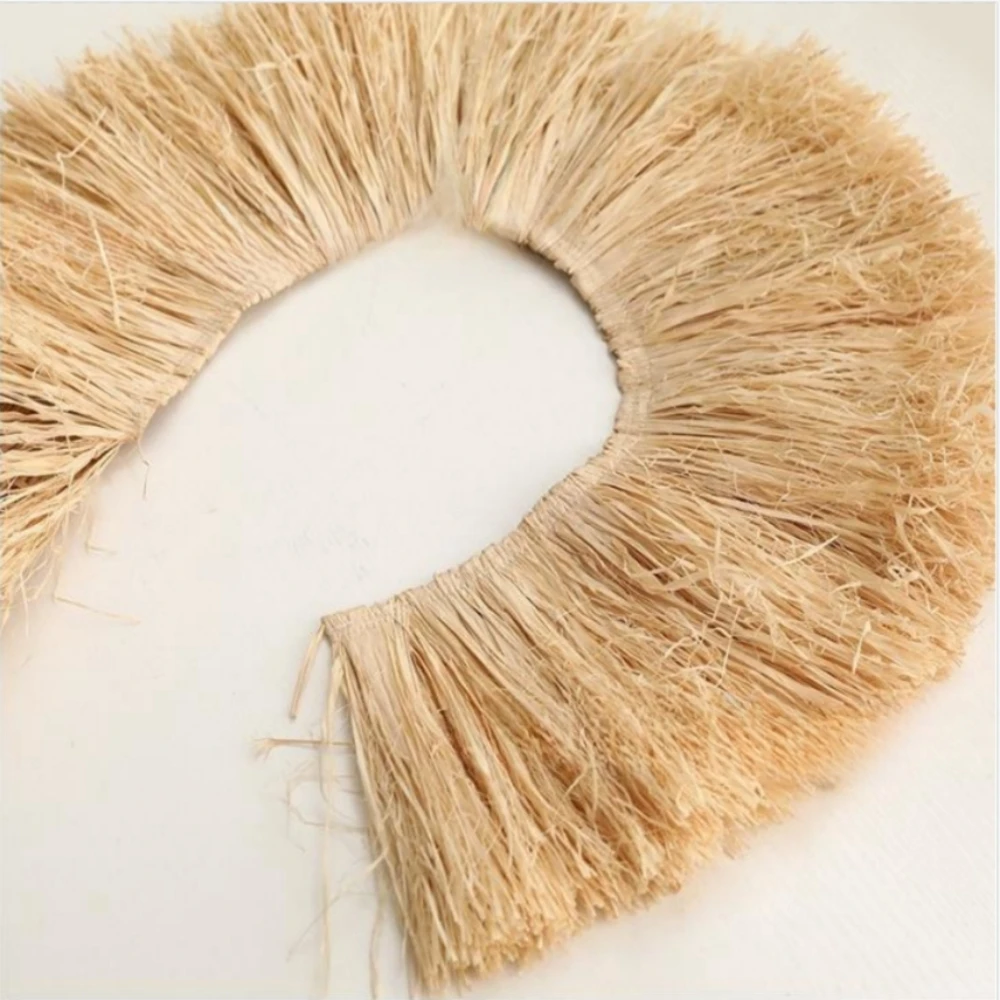 Natural Raffia Straw Tassel Grass Trim Garland Ornament for Wedding Party Living Room Bedroom - Background Decorations