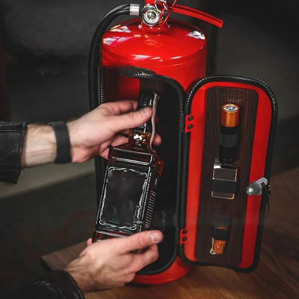 Creative Portable Liquor Cabinet Metal Red/Black Liquor Cabinet Fire Extinguisher Storage System Bar