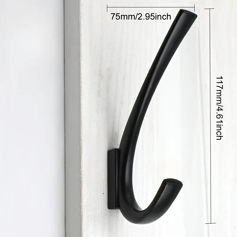 Heavy-Duty Metal Coat Hooks - 1pc, Golden or Matte Black Finish, Wall Mounted for Bedroom & Bathroom Storage