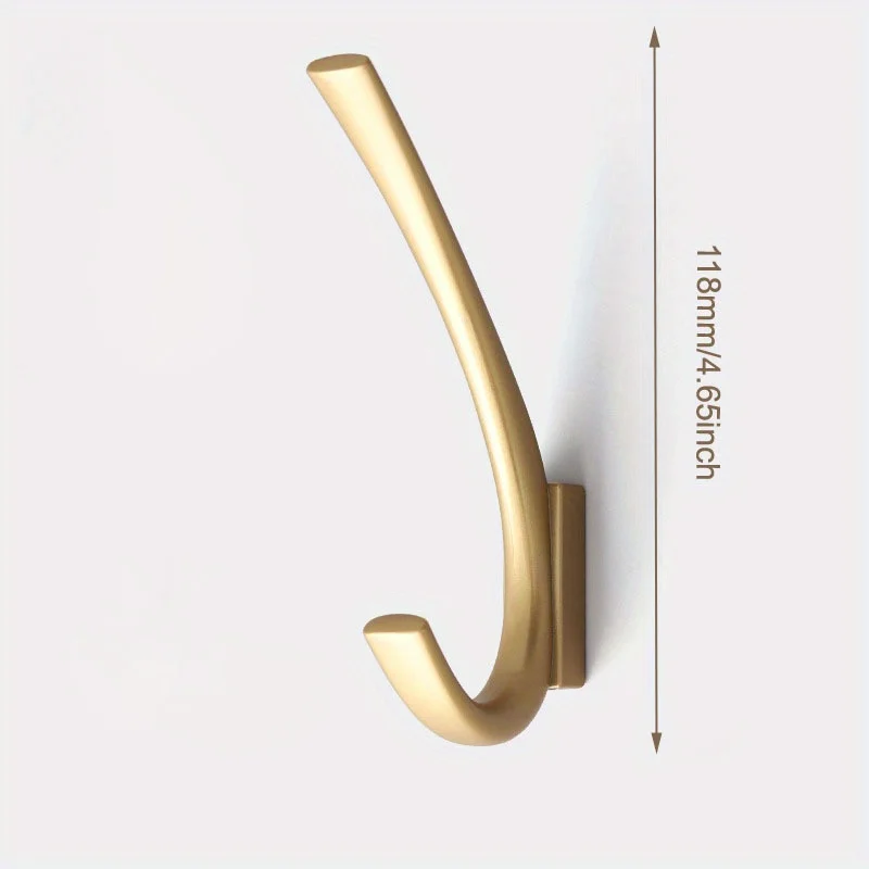 Heavy-Duty Metal Coat Hooks - 1pc, Golden or Matte Black Finish, Wall Mounted for Bedroom & Bathroom Storage
