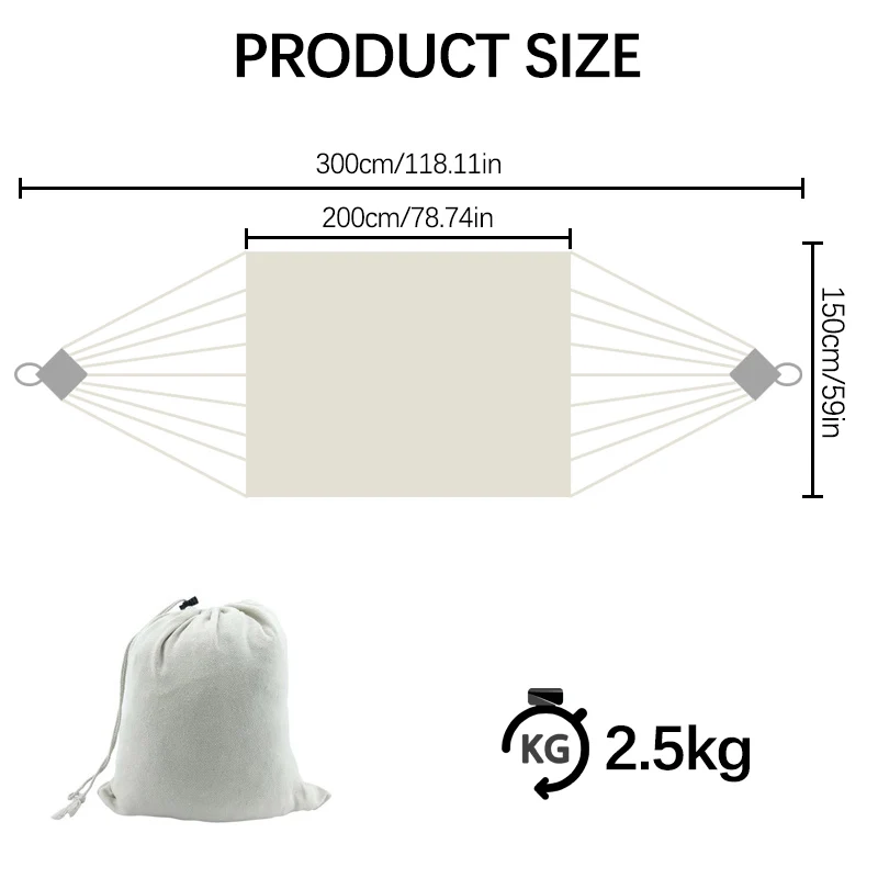 Hammock Hammock Outdoor Swing Anti-Rollover Indoor Home Outdoor Camping Dormitory Adult Double Canvas White Hammock