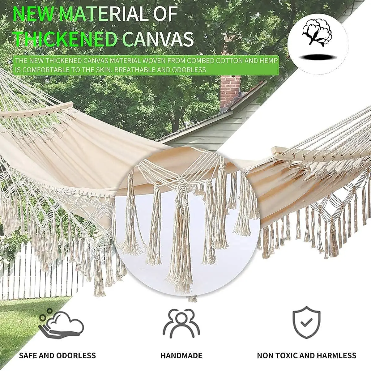 Hammock Hammock Outdoor Swing Anti-Rollover Indoor Home Outdoor Camping Dormitory Adult Double Canvas White Hammock