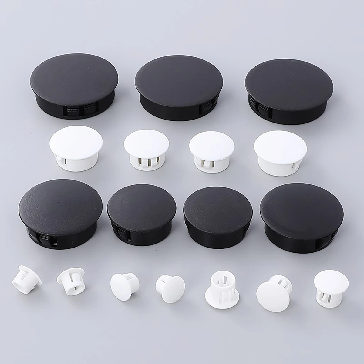 10PCS Snap-on Hole Plug 5mm~50mm Round Plastic Black / White Blanking End Caps Tube Pipe Inserts Plug Bung