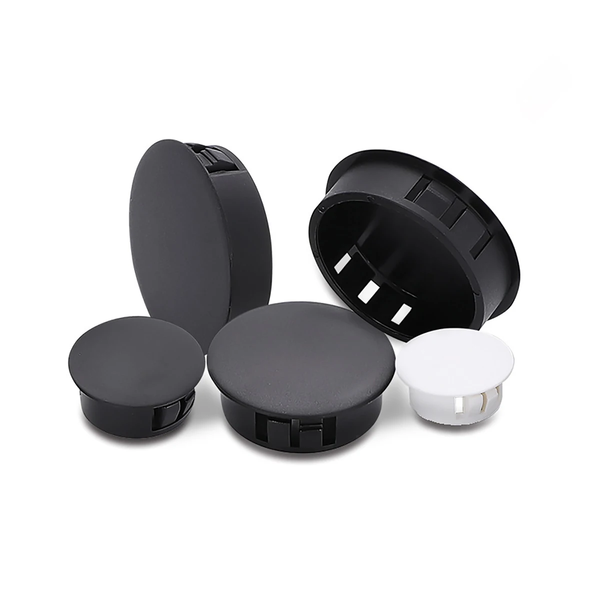 10PCS Snap-on Hole Plug 5mm~50mm Round Plastic Black / White Blanking End Caps Tube Pipe Inserts Plug Bung