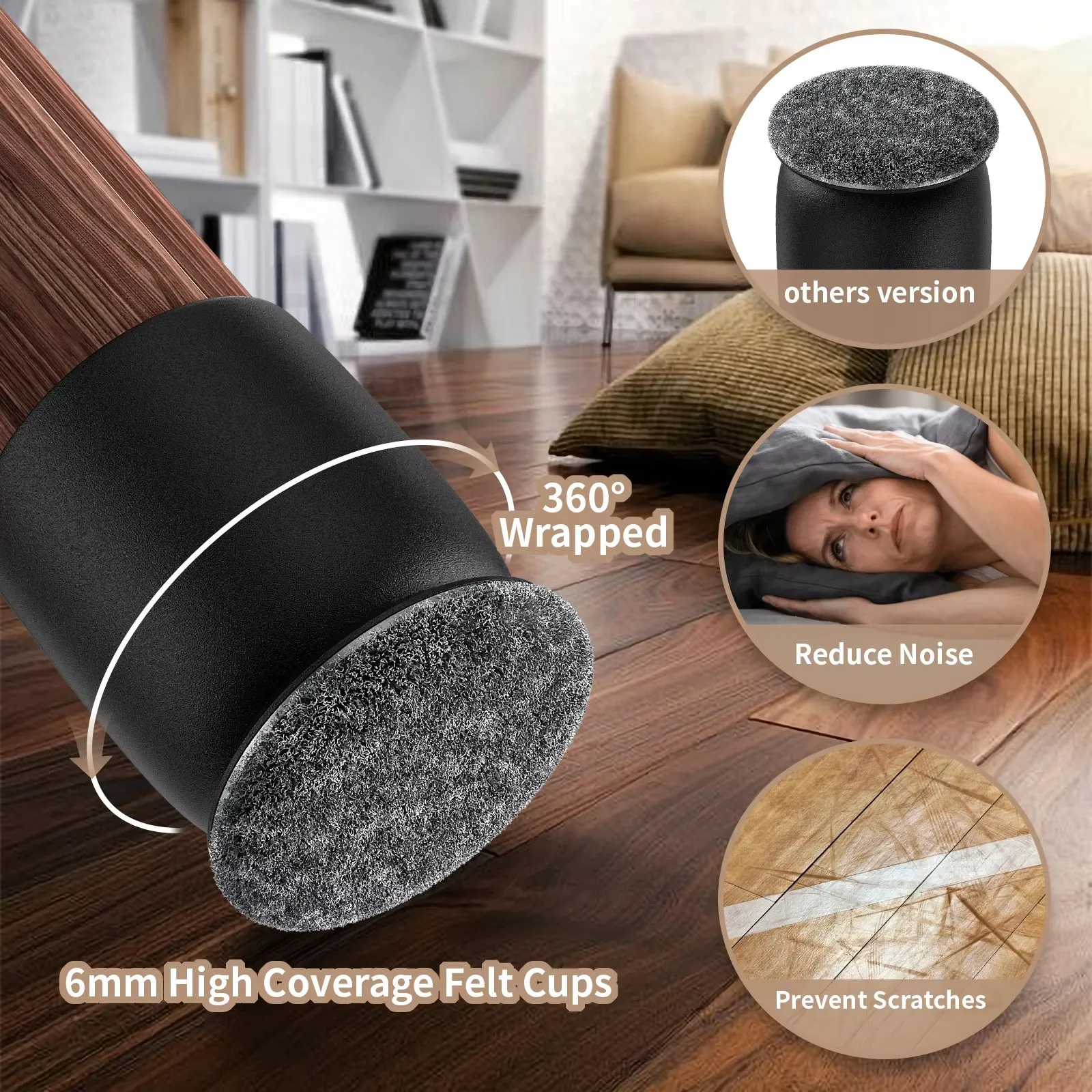 8PCS Chair Leg Protectors Foot Cover Diagonal Gray with Thick Wrap Felt Pads Silicone Furniture Table Feet Protect Floors