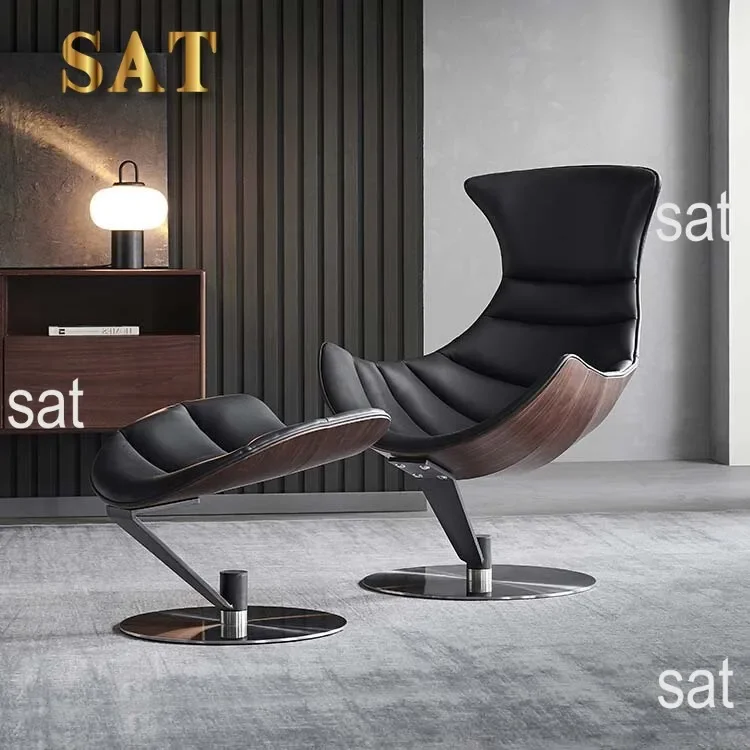 #High Quality Indoor/Outdoor Home and Hotel Lounger Chair Wood and Leather Fabric with Living Room Seating Accent
