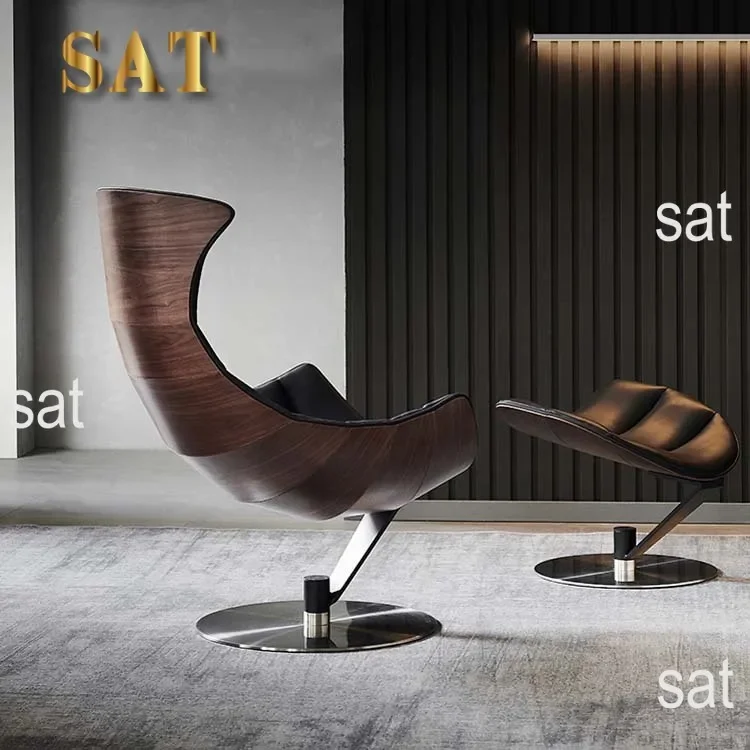 #High Quality Indoor/Outdoor Home and Hotel Lounger Chair Wood and Leather Fabric with Living Room Seating Accent