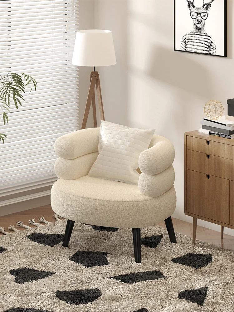 Modern Living Room1-Person Sofa Comfortable Bedroom Fluff Armchair Nordic Simple Nail Salon Makeup Chair Dressing Table Stool