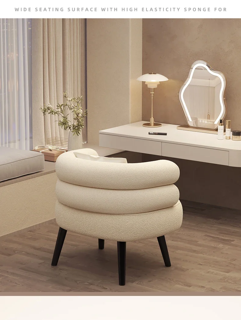 Modern Living Room1-Person Sofa Comfortable Bedroom Fluff Armchair Nordic Simple Nail Salon Makeup Chair Dressing Table Stool