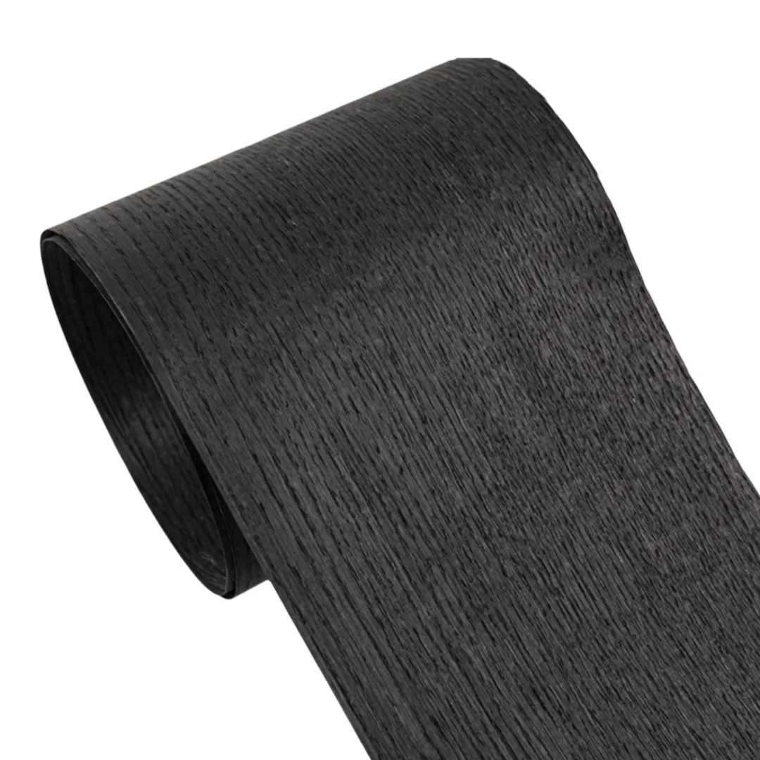 Length:2.6meters Width:150mm T:0.5mm Natural Dyed Black Oak Straight Grain Solid Wood Veneer DIY Creativity Furniture Decor