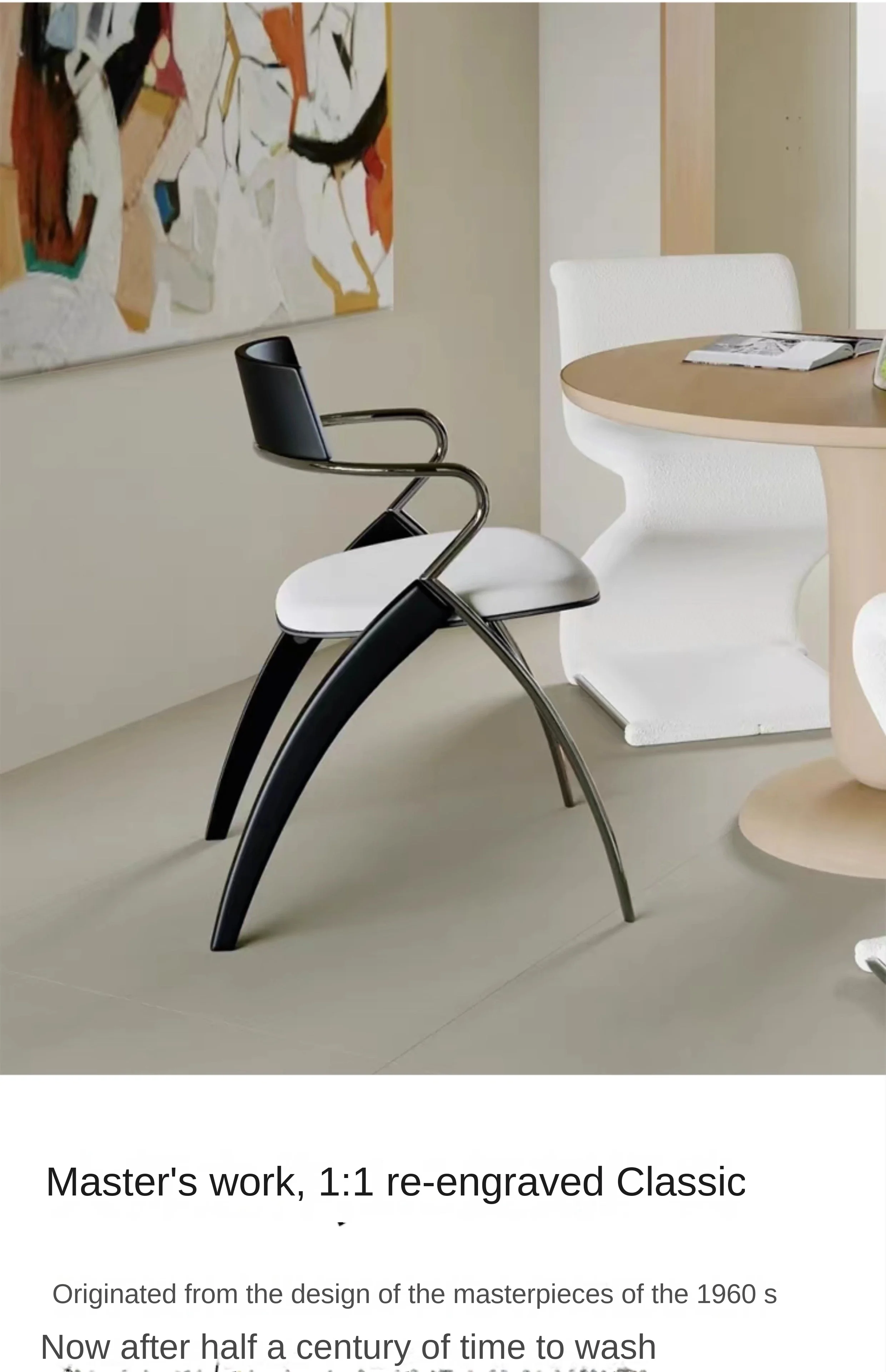 MOMO Antique Danish Designer Dining Chair Retro Simple Household Solid Wood Backrest Armchair Net Red Coffee Shop Leisure Chair