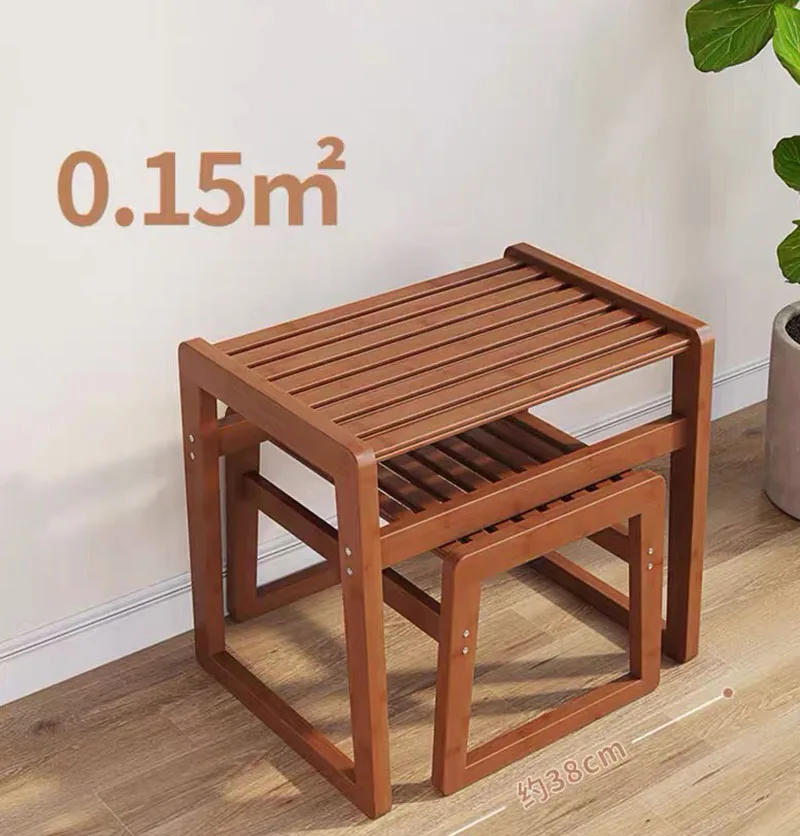 New Chinese Style Shoe Changing Stool Bamboo Wood Made Footrest Children Sitting Block Living Room Stools Furniture