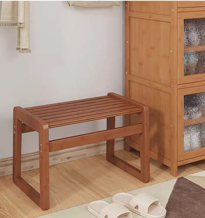 New Chinese Style Shoe Changing Stool Bamboo Wood Made Footrest Children Sitting Block Living Room Stools Furniture