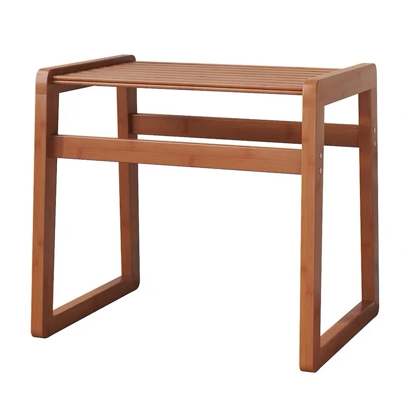 New Chinese Style Shoe Changing Stool Bamboo Wood Made Footrest Children Sitting Block Living Room Stools Furniture