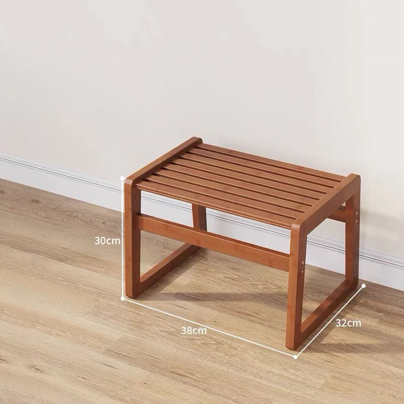 New Chinese Style Shoe Changing Stool Bamboo Wood Made Footrest Children Sitting Block Living Room Stools Furniture