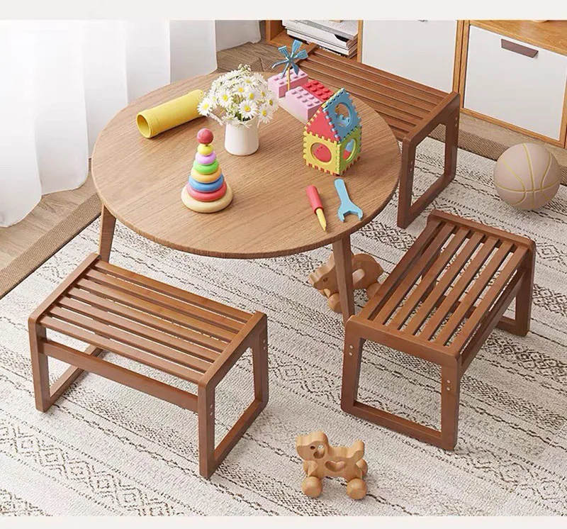 New Chinese Style Shoe Changing Stool Bamboo Wood Made Footrest Children Sitting Block Living Room Stools Furniture