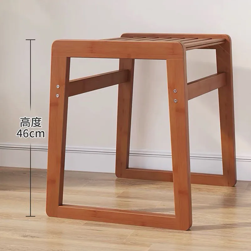 New Chinese Style Shoe Changing Stool Bamboo Wood Made Footrest Children Sitting Block Living Room Stools Furniture