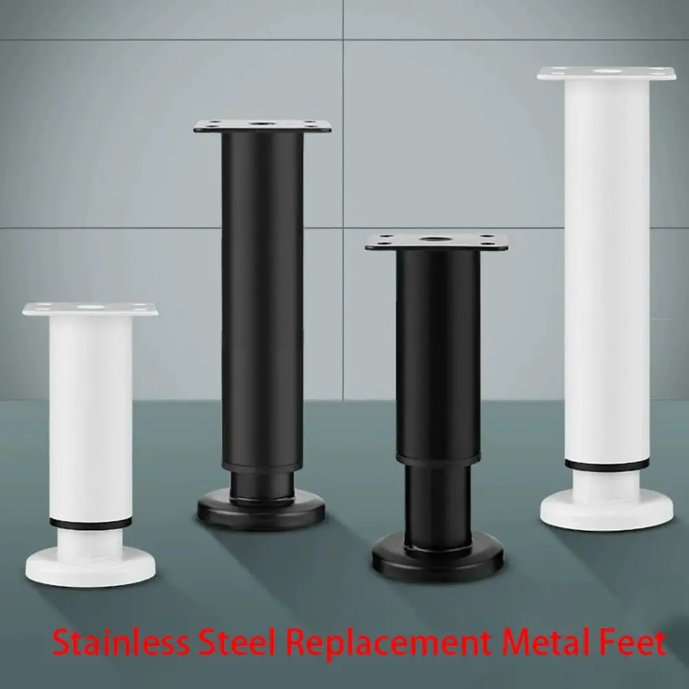 New Stainless Steel Replacement Metal Feet Black White Adjustable Furniture Legs for Cabinet Sofa Cupboard Furniture Hardware
