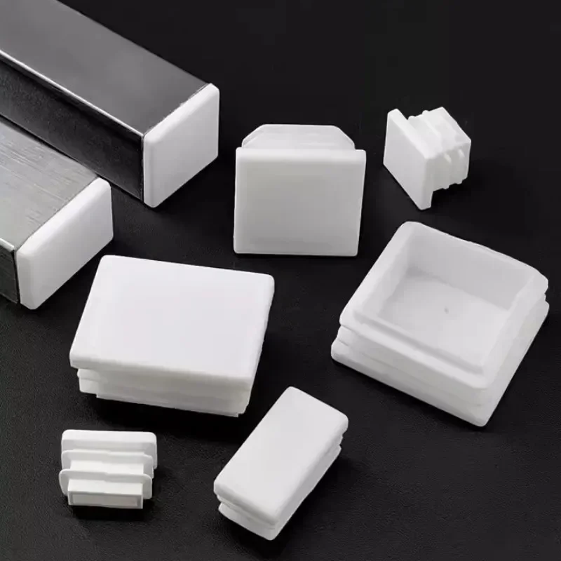 16PC Plastic White pipe plug Square Rectangle Blanking End Caps Tube Pipe Inserts Bung Anti-slip Chair Leg Caps Floor Protection