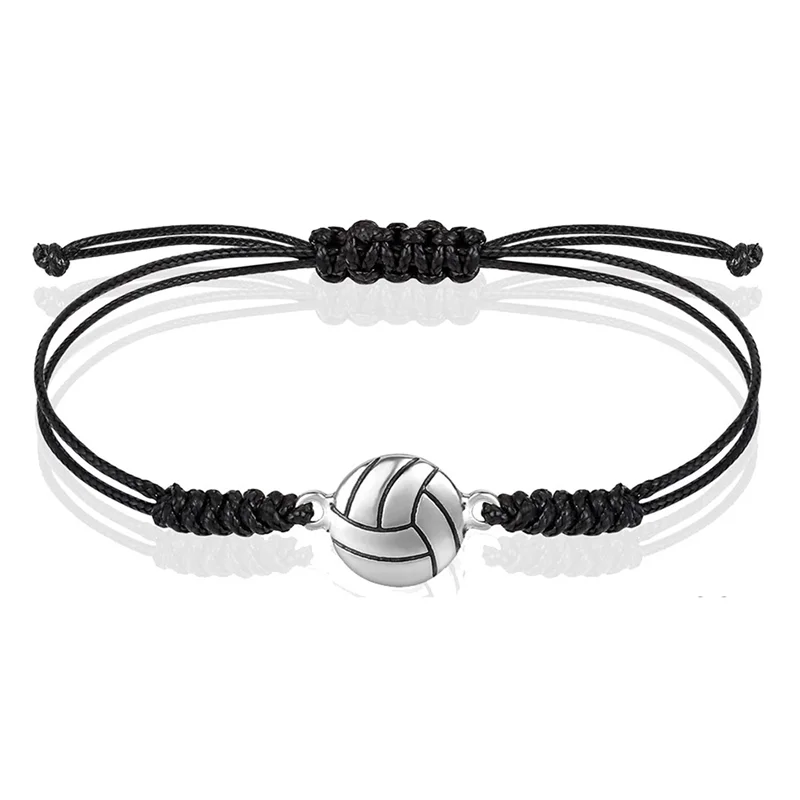 ABWP-48 Piece Volleyball Bracelets, Volleyball Charm Bracelet, Braided String Bracelet With Volleyball Pendant Decoration