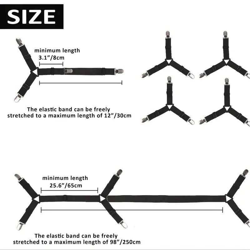 6/4/2pcs Adjustable Bed Sheet Holder Straps Fitted Sheet Sheet Clip Elastic Anti Slip Clip Blankets Quilt Holder Organize Gadget