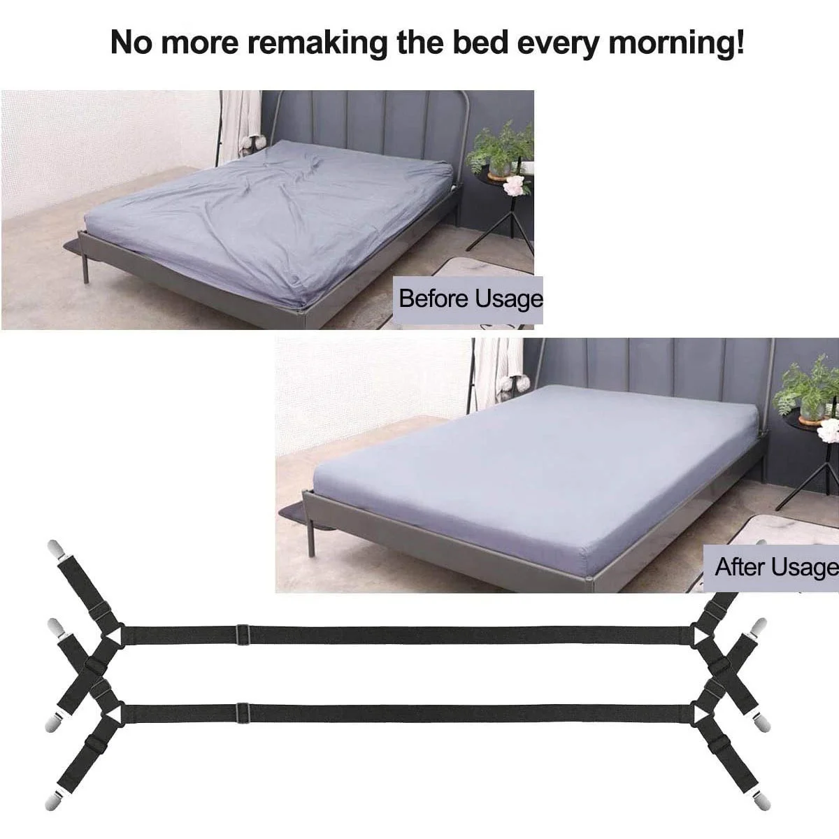 6/4/2pcs Adjustable Bed Sheet Holder Straps Fitted Sheet Sheet Clip Elastic Anti Slip Clip Blankets Quilt Holder Organize Gadget