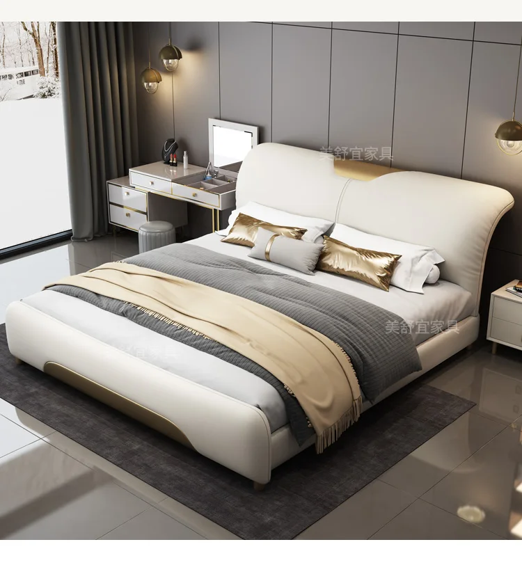 Wedding Nordic Beds Modern Designer Minimalist Massage Design Lazy Bed Light Luxury Fashionable Wood Cama Casal Home Furniture