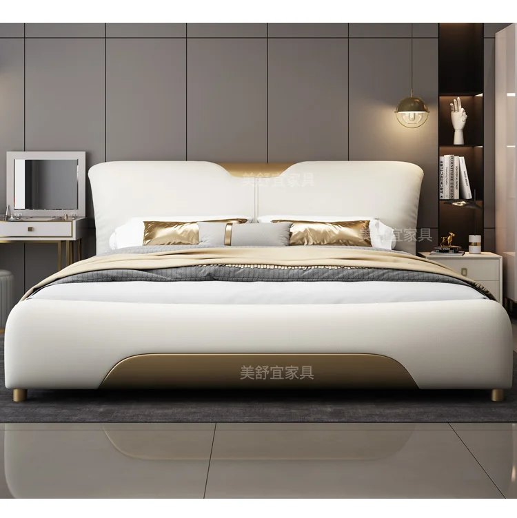 Wedding Nordic Beds Modern Designer Minimalist Massage Design Lazy Bed Light Luxury Fashionable Wood Cama Casal Home Furniture