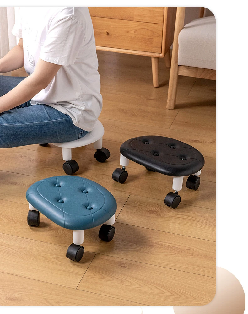Universal Wheel Stool for Household Use Pulley Low Stool Seat with Wheels CHILDREN'S Multi-functional Stool, Round Stool
