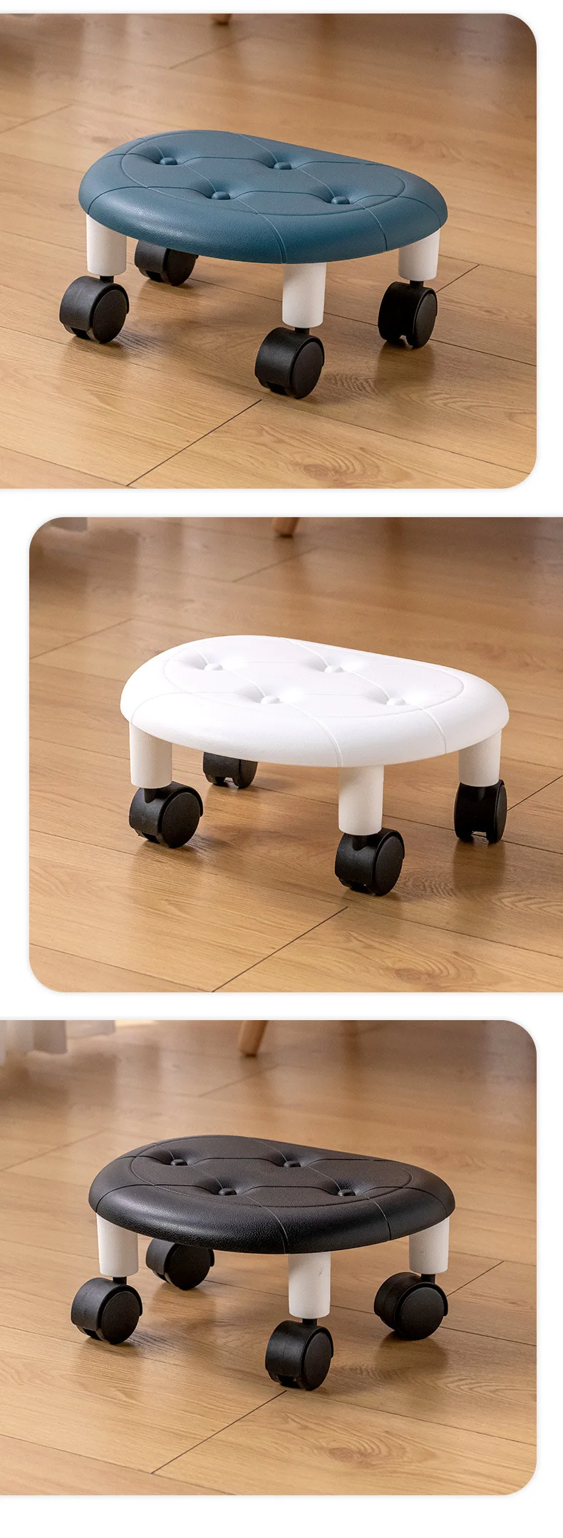 Universal Wheel Stool for Household Use Pulley Low Stool Seat with Wheels CHILDREN'S Multi-functional Stool, Round Stool