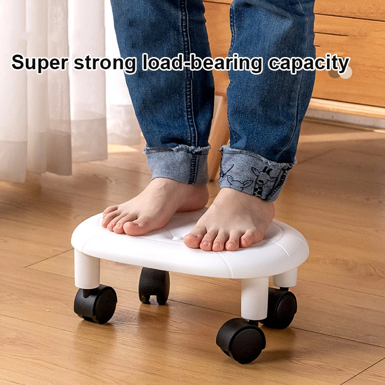 Universal Wheel Stool for Household Use Pulley Low Stool Seat with Wheels CHILDREN'S Multi-functional Stool, Round Stool