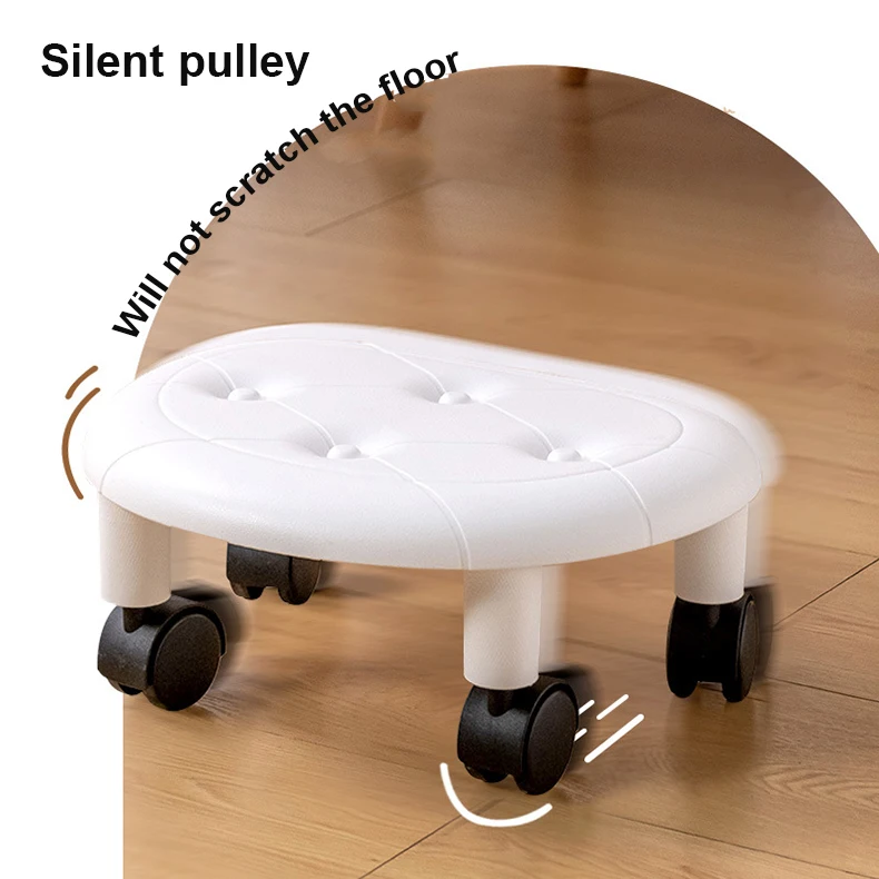 Universal Wheel Stool for Household Use Pulley Low Stool Seat with Wheels CHILDREN'S Multi-functional Stool, Round Stool