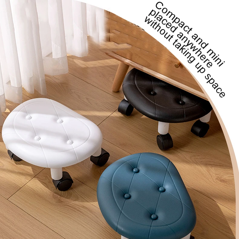 Universal Wheel Stool for Household Use Pulley Low Stool Seat with Wheels CHILDREN'S Multi-functional Stool, Round Stool