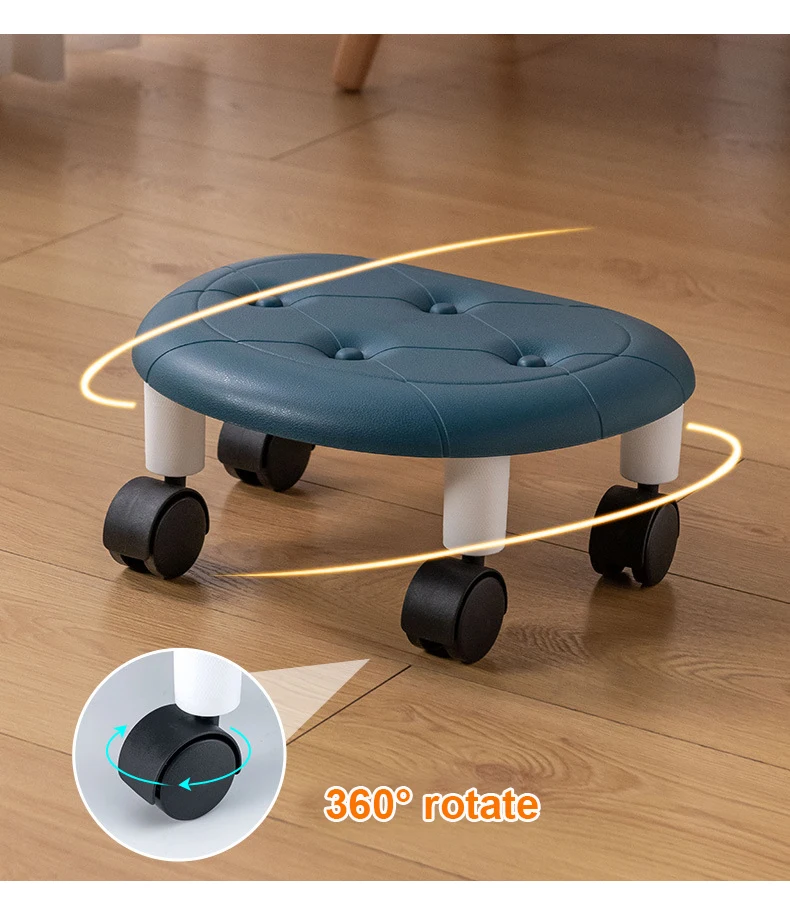 Universal Wheel Stool for Household Use Pulley Low Stool Seat with Wheels CHILDREN'S Multi-functional Stool, Round Stool