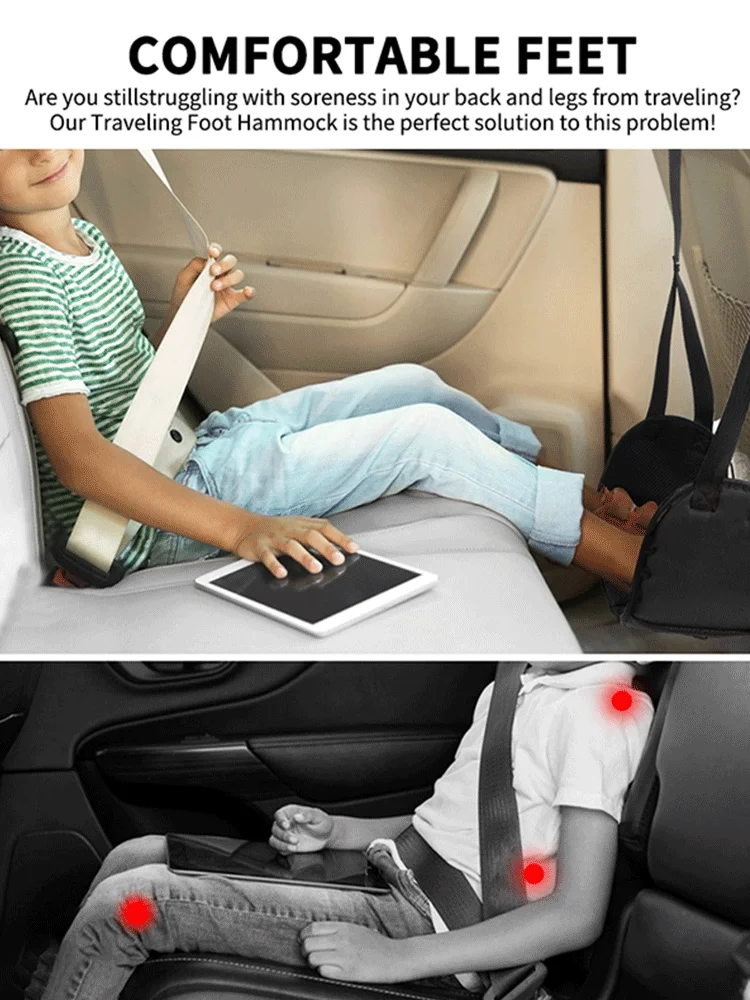 Newest Airplane Foot Hammock Airline Foot Rest With Removable Pad Adjustable Strap Foot Hammock With Menory Foam For Travel