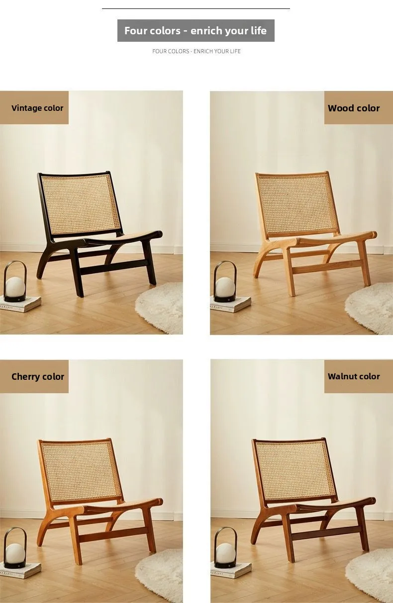Nordic, Sofa Chair, Solid Wood, Rattan, Recliner Leisure, Chair, Home, Bed and Breakfast Single Lazy, Sofa Balcony, Living Room