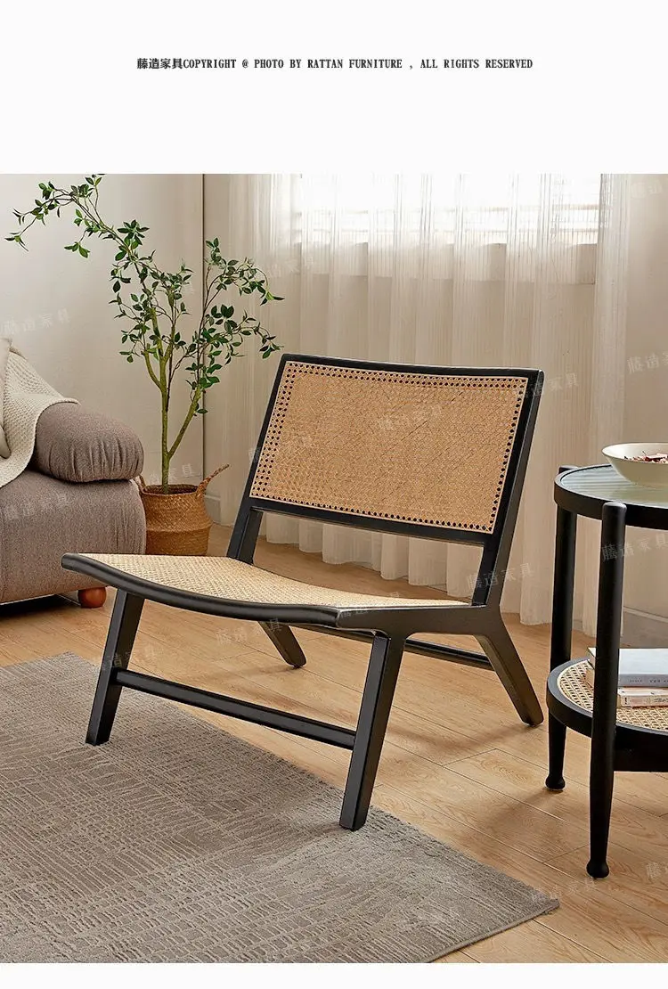 Nordic, Sofa Chair, Solid Wood, Rattan, Recliner Leisure, Chair, Home, Bed and Breakfast Single Lazy, Sofa Balcony, Living Room