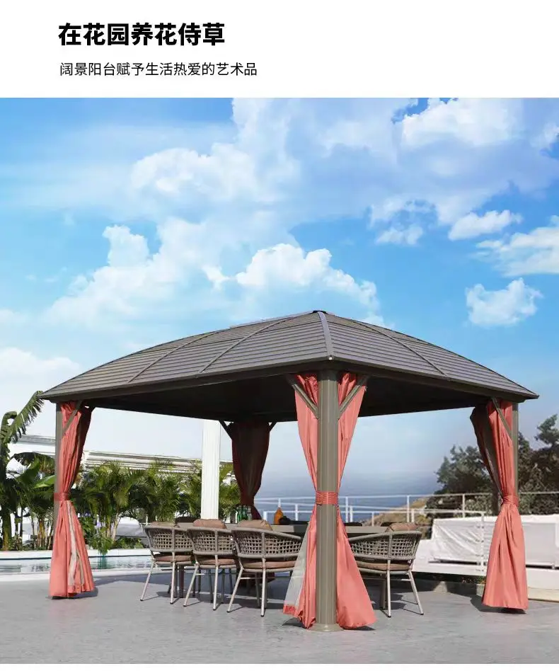 Outdoor 3*4m Aluminum Alloy Gazebo for Terrace, Lawn & Garden, Outdoor Garden Tent.