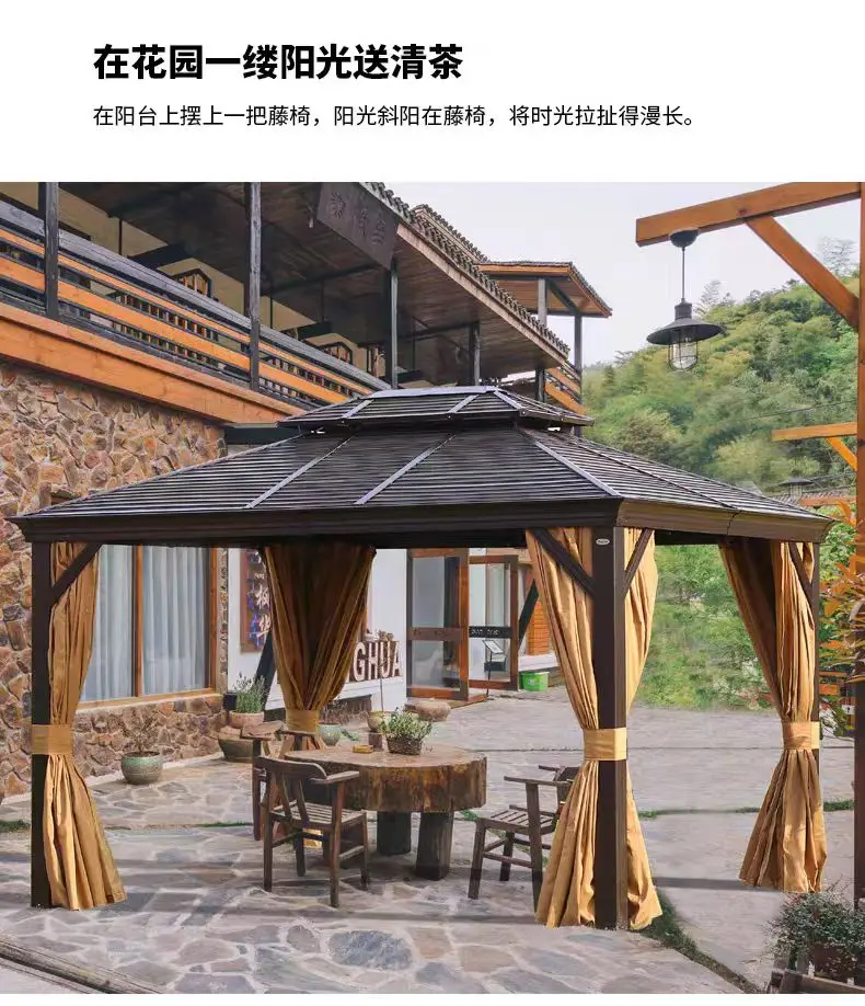 Outdoor 3*4m Aluminum Alloy Gazebo for Terrace, Lawn & Garden, Outdoor Garden Tent.