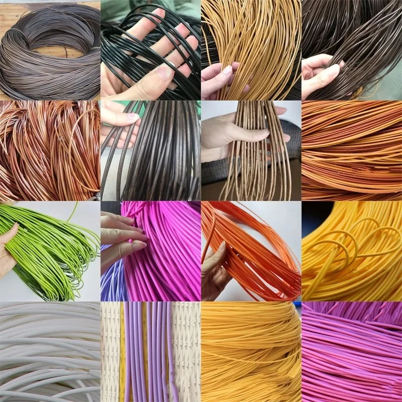 500G Round PE Rattan 2.5/3/3.5/4.5mm Plastic Synthetic Rattan Weaving Raw Material for Furniture Repair Chair Storage Basket DIY