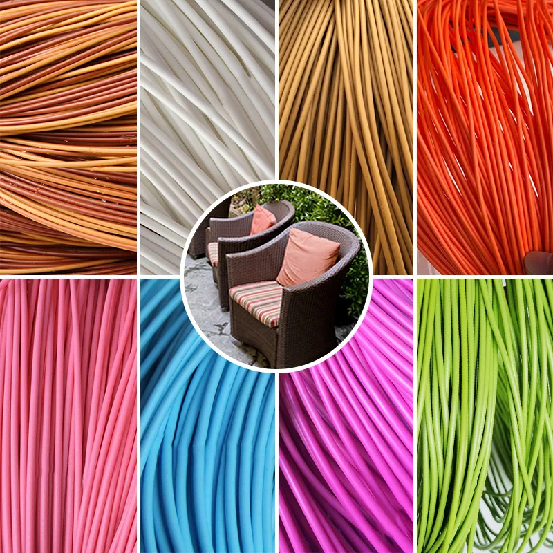 500G Round PE Rattan 2.5/3/3.5/4.5mm Plastic Synthetic Rattan Weaving Raw Material for Furniture Repair Chair Storage Basket DIY