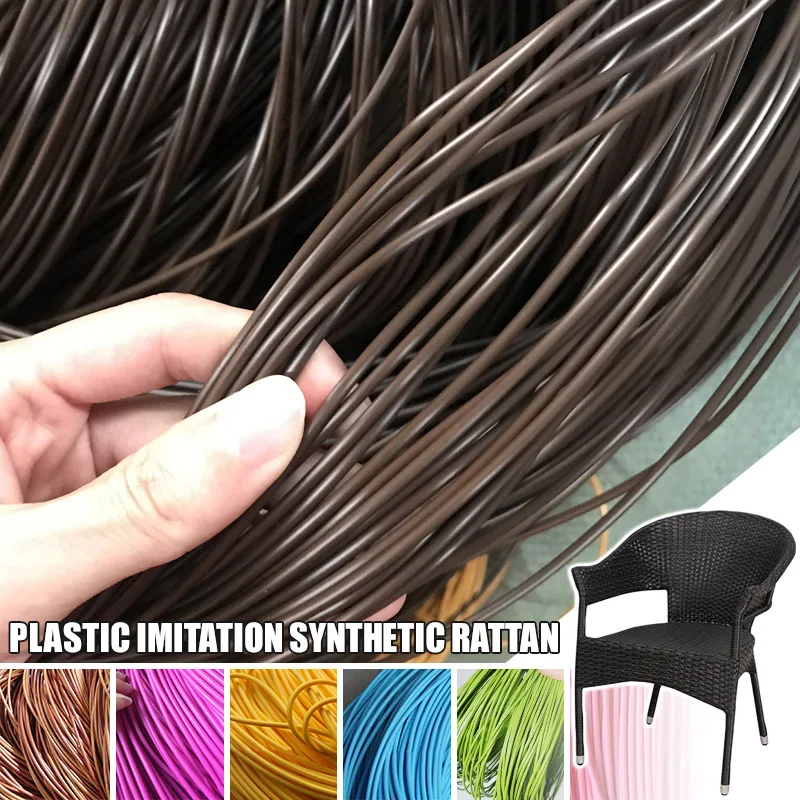 500G Round PE Rattan 2.5/3/3.5/4.5mm Plastic Synthetic Rattan Weaving Raw Material for Furniture Repair Chair Storage Basket DIY