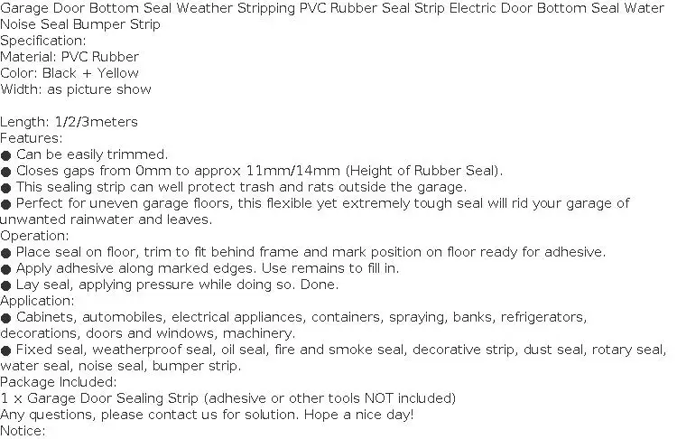 1/2/3 Meters Garage Door Bottom Seal Weather Stripping PVC Rubber Seal Strip Door Bottom Seal Water Noise Seal Bumper Strip