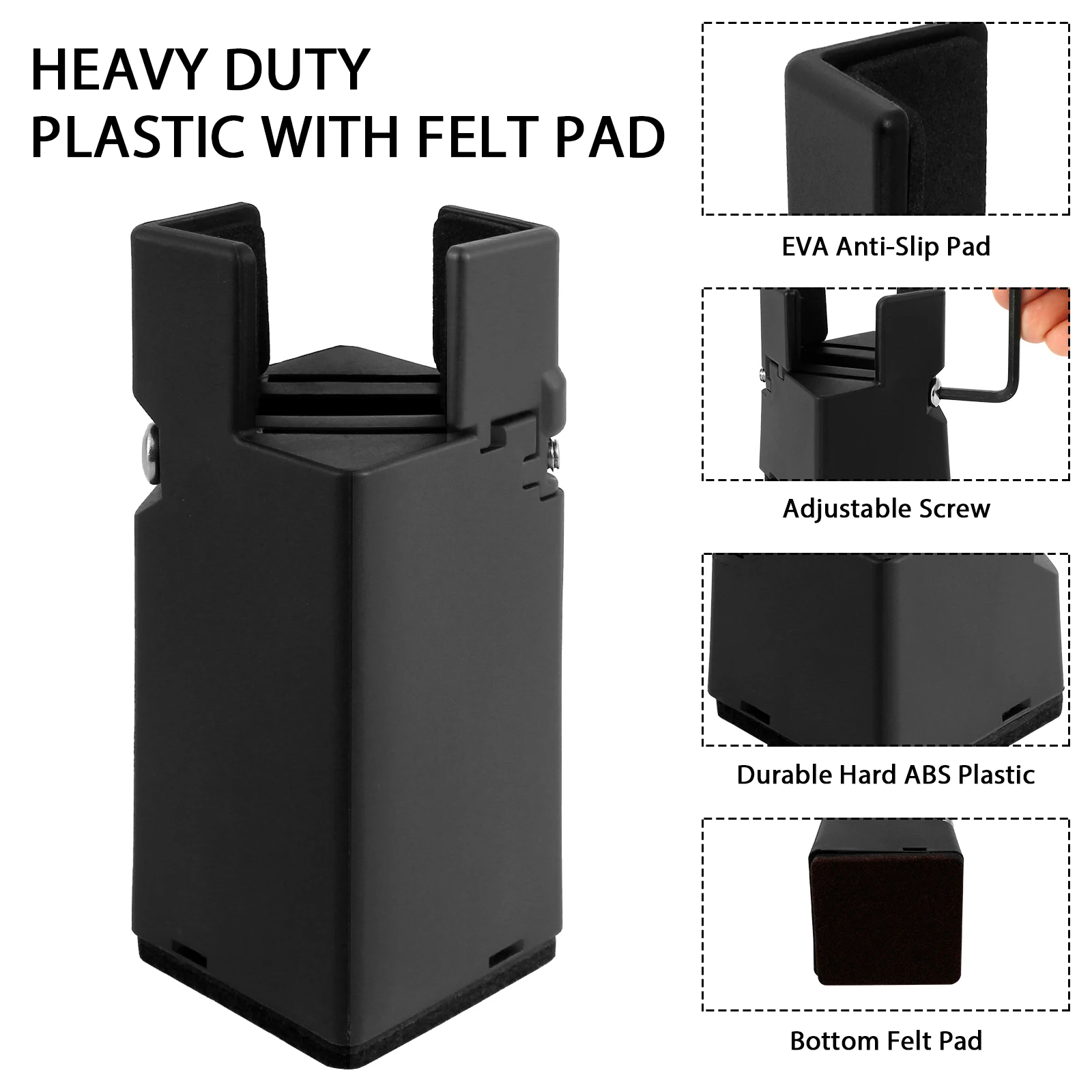 4Pcs Adjustable Chair Riser Heavy Duty Desk Couch Bottom Elevator Metal Sofa Table Raiser 1.97/3.94inch Lift Tool for Furniture