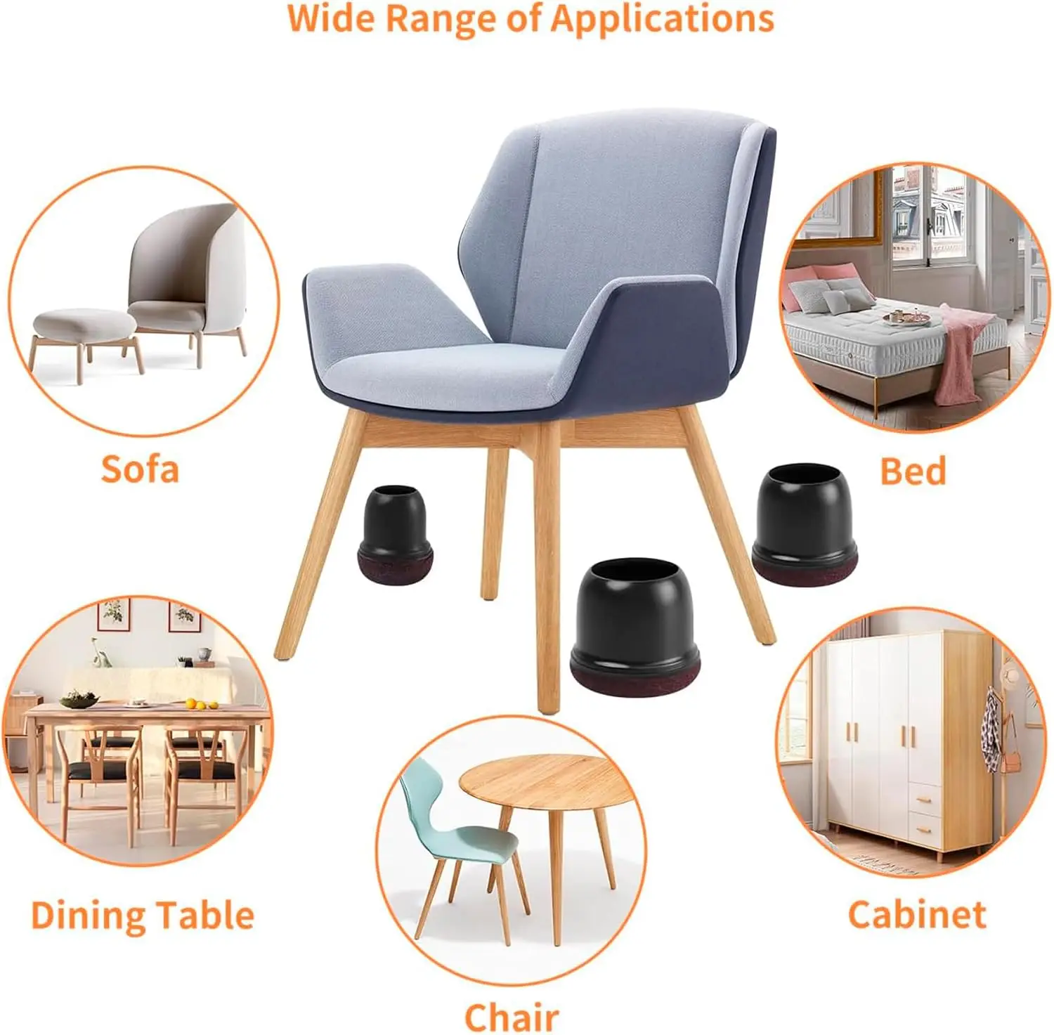 8pcs Chair Leg Floor Protectors Foot Cover Diagonal with Thick Wrap Felt Pads Silicone Furniture Table Feet Protect Floors