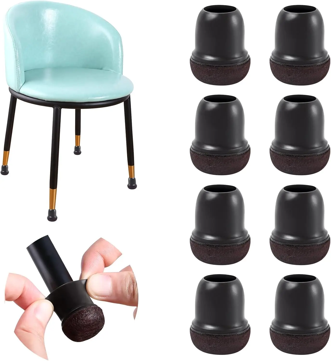 8pcs Chair Leg Floor Protectors Foot Cover Diagonal with Thick Wrap Felt Pads Silicone Furniture Table Feet Protect Floors